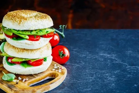 Bagels with avocado Stock Photos