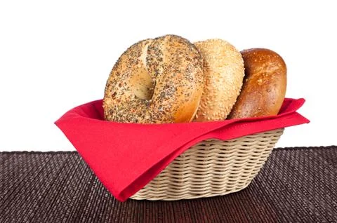 Bagels in basket Stock Photos