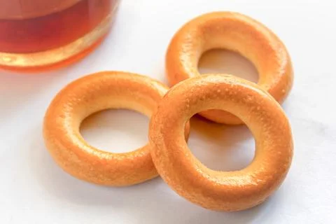 Bagels close-up white background Stock Photos