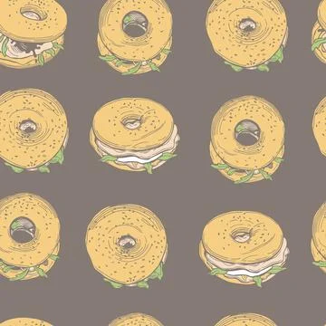 Bagels. Vector pattern. 库存插图
