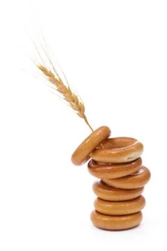 Bagels with wheat ear Stock Photos