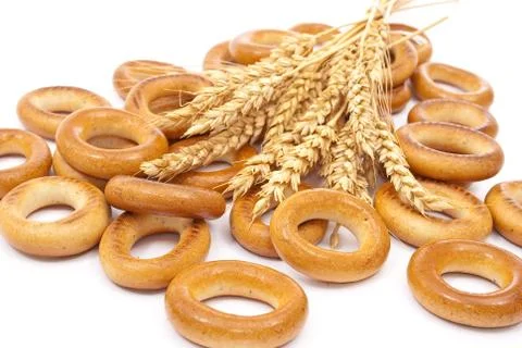 Bagels with wheat ears Stock Photos