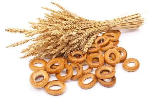 Bagels with wheat ears Stock Photos