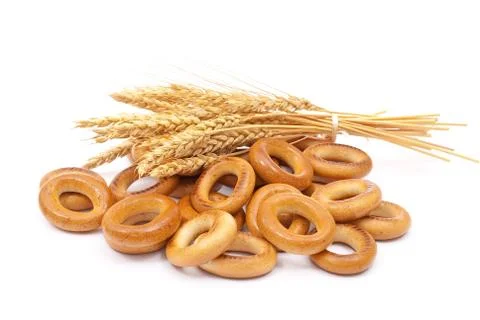 Bagels with wheat ears Stock Photos