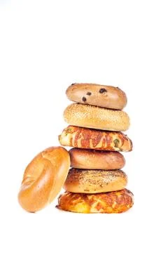 Bagels on white background Stock Photos