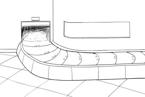 Baggage Claim Area with Carousel Stock Illustration