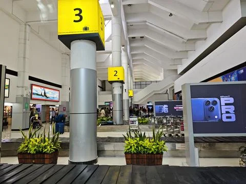 Baggage claim area inside the terminal building at Trivandrum International.. Stock Photos