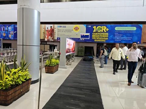 Baggage claim area inside the terminal building at Trivandrum International.. Stock Photos