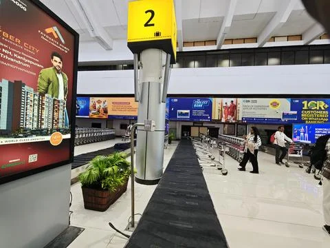 Baggage claim area inside the terminal building at Trivandrum International.. Stock Photos