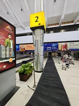 Baggage claim area inside the terminal building at Trivandrum International.. Stock Photos