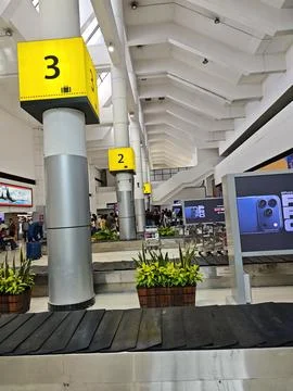 Baggage claim area inside the terminal building at Trivandrum International.. Stock Photos