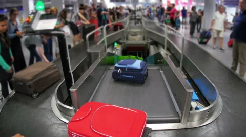 Baggage claim area of terminal, inside airport Stock Footage 58761598