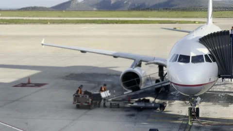 Baggage handler at the airport loading luggages Video stock 220955709