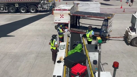 Baggage handlers at work Stock Footage 238469152