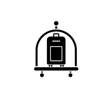Baggage, Luggage, Suitcases Trolley Solid Flat Vector Icon Isolated on White  Illustration