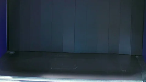 Baggage is scanned in x-ray machine at an airport security checkpoint station. Stock Footage 82844443
