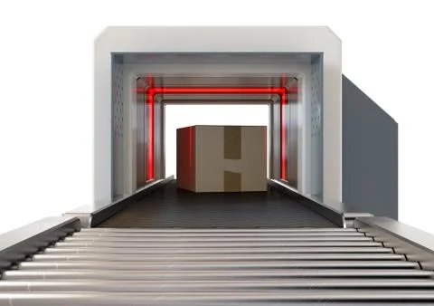 Baggage Scanner And Boxes Stock Illustration