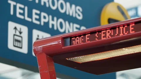 Baggage Services Scrolling Marquee Sign At Airport To Direct Travelers Stock Footage 124767156