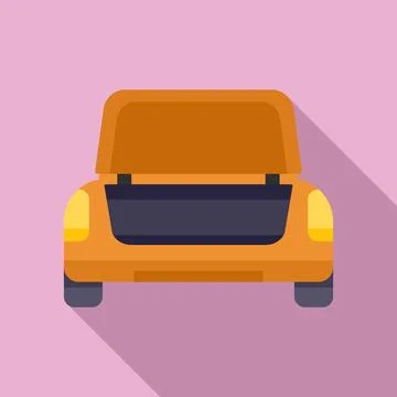 Baggage trunk icon flat vector. Open vehicle Stockillustratie