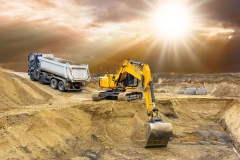 Bagger auf einer Baustelle Bagger auf einer Baustelle Copyright: xZoonar.c... Stock Photos