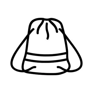 Baggy backpack with strip icon vector outline illustration イラスト素材
