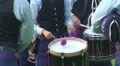 Bagpipe band drummer close up at Highland Gathering HD Footage