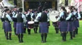 Bagpipe band with drummers at Highland Gathering HD Footage