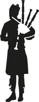 Bagpipe player silhouette Stock Illustration