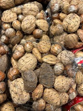 Bags of assorted nuts Stock Photos