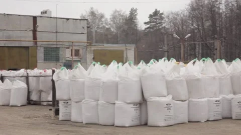 Bags of fertilizer Stock Footage