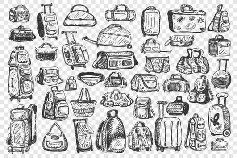 Bags hand drawn doodle set Stock Illustration