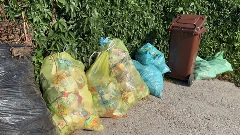Bags of Sorted Waste Stock Footage 284211409