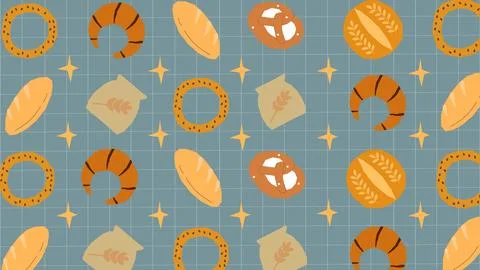 Baguette and pretzel bread icon background Stockillustratie