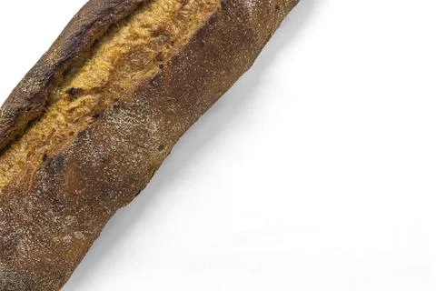 Baguette baking bread on a white background copy space Stock Photos