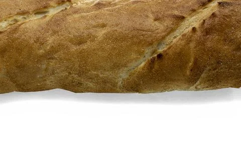 Baguette baking bread on a white background copy space Foto stock