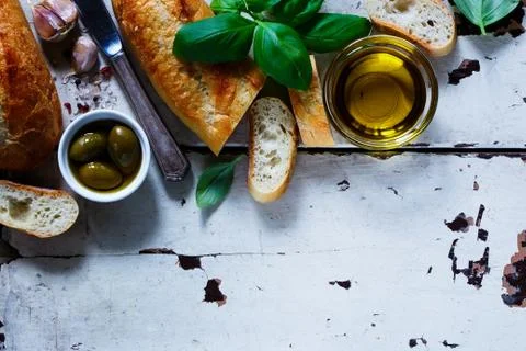 Baguette with basil Foto stock