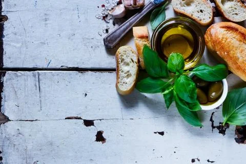 Baguette with basil Foto stock