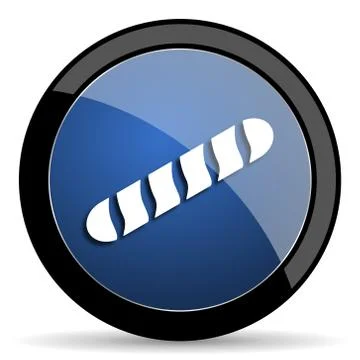 Baguette blue circle glossy web icon on white background, round button for in Stock Illustration