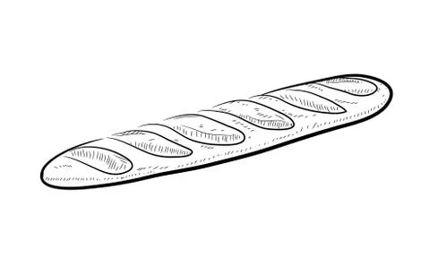 Baguette Bread Doodle Stock Illustration