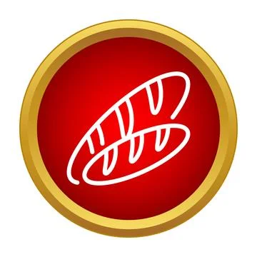 Baguette bread icon on red circle button Stock Illustration