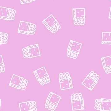 Baguette bread line vector seamless pattern 스톡 일러스트