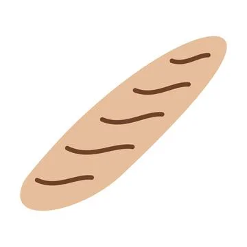Baguette bread loaf with crispy crust, fresh baked bakery product, traditional Stock Illustration