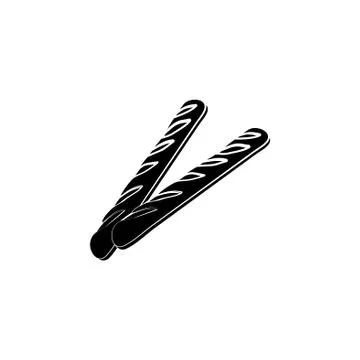 Baguette bread vector black on white background Stock Illustration