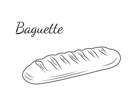 Baguette bread. White bread. Outline icon for bakery shop, or food design, .. Stock Illustration