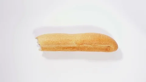 Baguette disappears bite by bite 库存影片 71224538