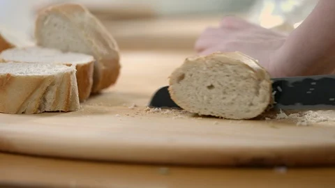Baguette slicing Video stock 88245853