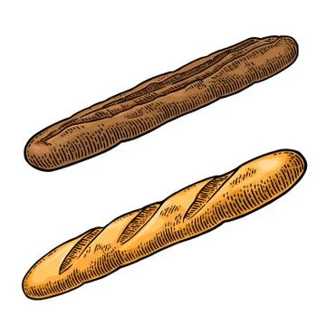 Baguette. Vector black hand drawn vintage engraving Stock Illustration