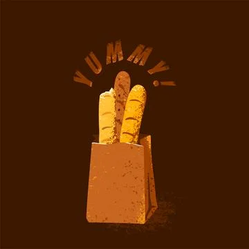 Baguette vector illustration. Bakery bread different types with rye and wheat Stock Illustration