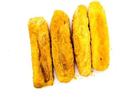 Baguette on white background with selective focus Stock Photos