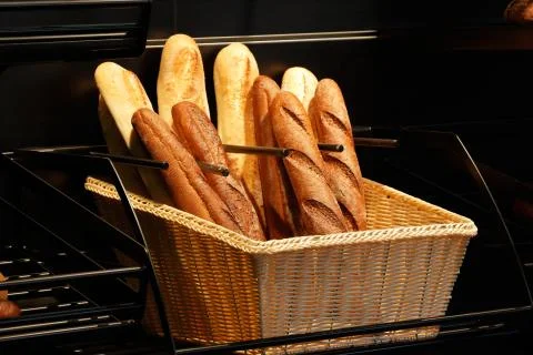 Baguettes in the basket Stock Photos